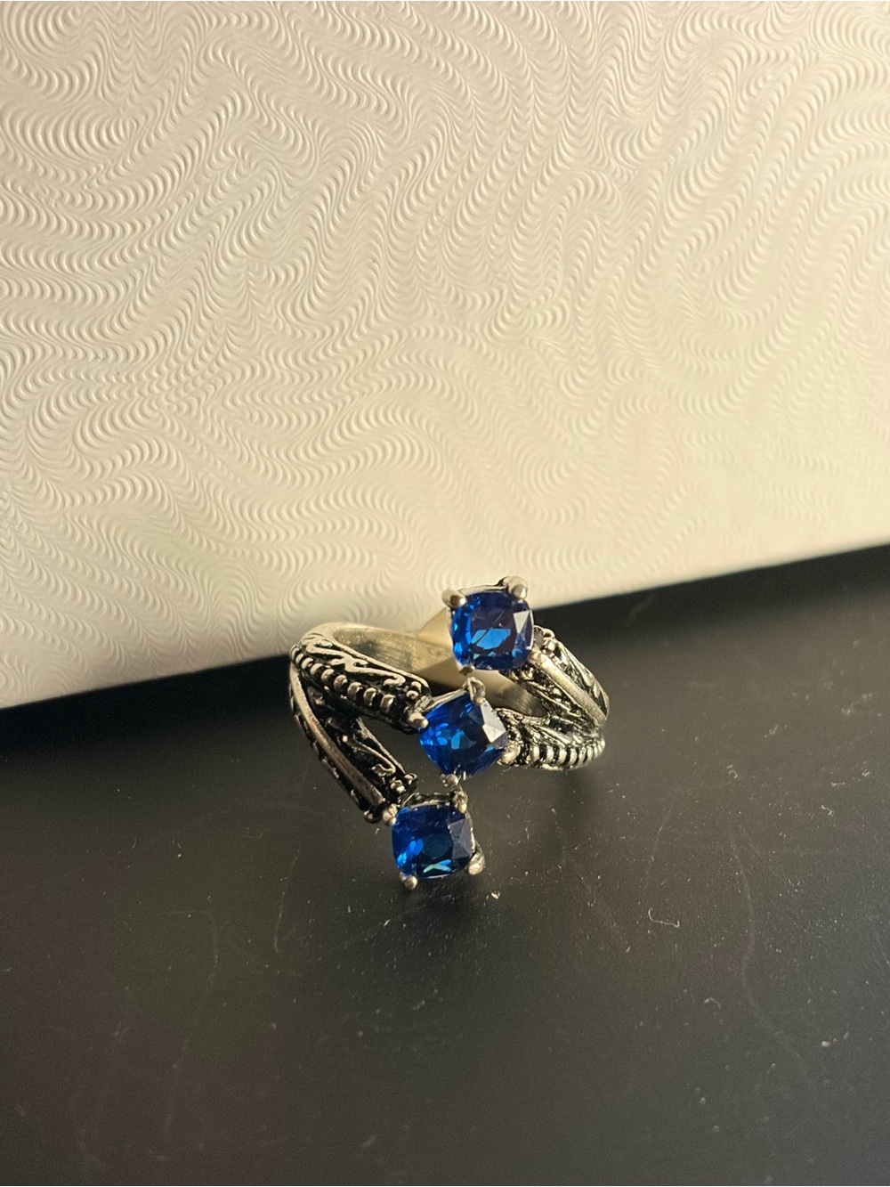 Silver Ring with Triple Blue Stones